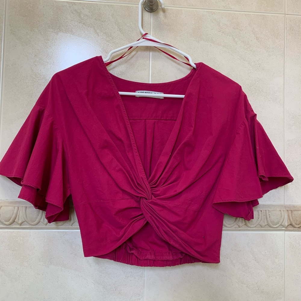 Zara pink cropped top